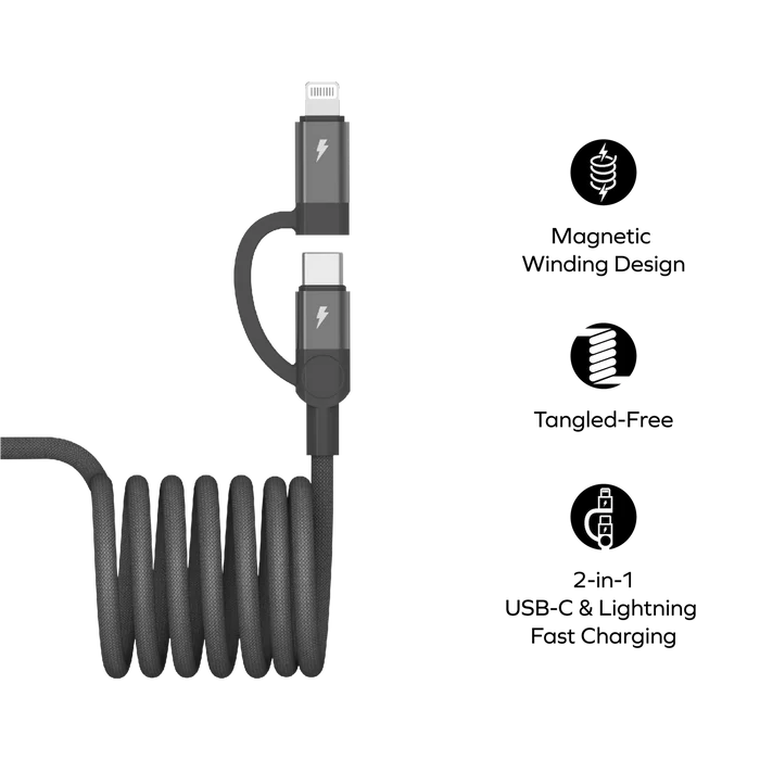 Mag.Link Duo Magnetic USB-C to USB-C & Lightning Cable 60W Up to 2m