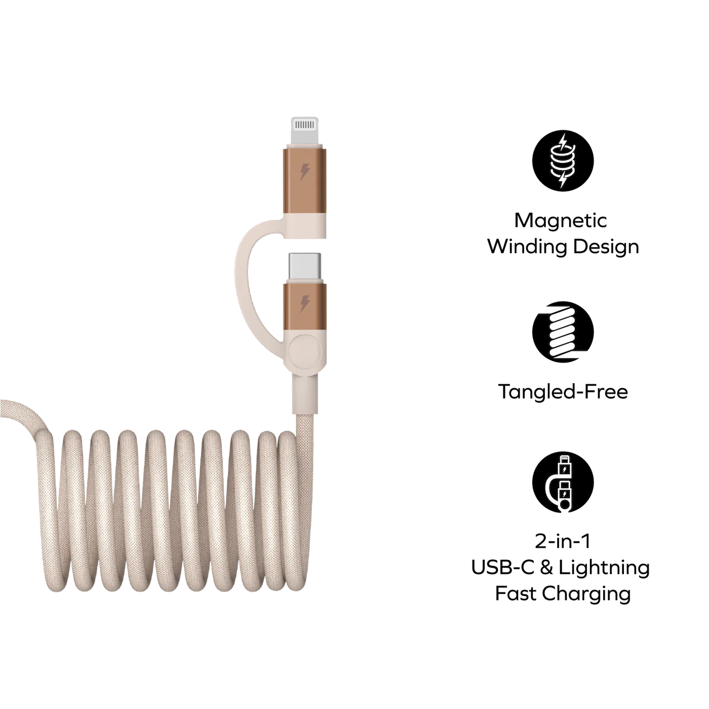 Mag.Link Duo Magnetic USB-C to USB-C & Lightning Cable 60W Up to 1m