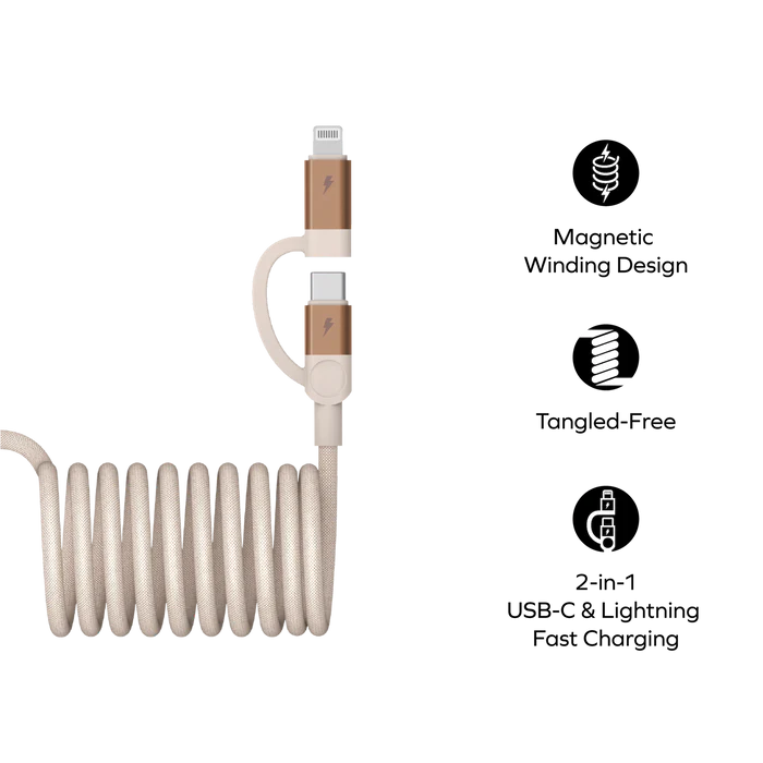 Mag.Link Duo Magnetic USB-C to USB-C & Lightning Cable 60W Up to 2m