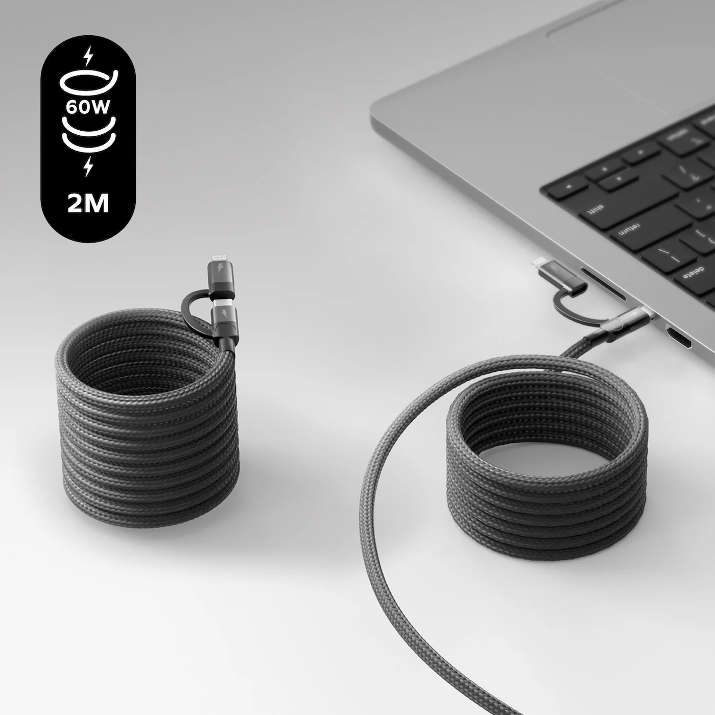 Mag.Link Duo Magnetic USB-C to USB-C & Lightning Cable 60W Up to 1m