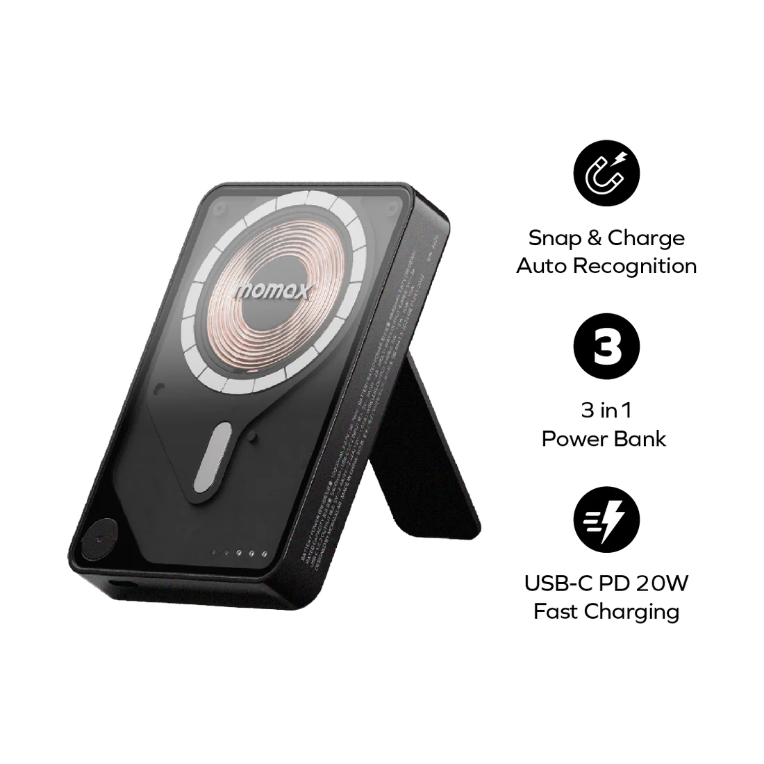 1-Power X Pro+ Magnetic Wireless Battery Pack (10,000mAh) with Built-in USB-C Cable