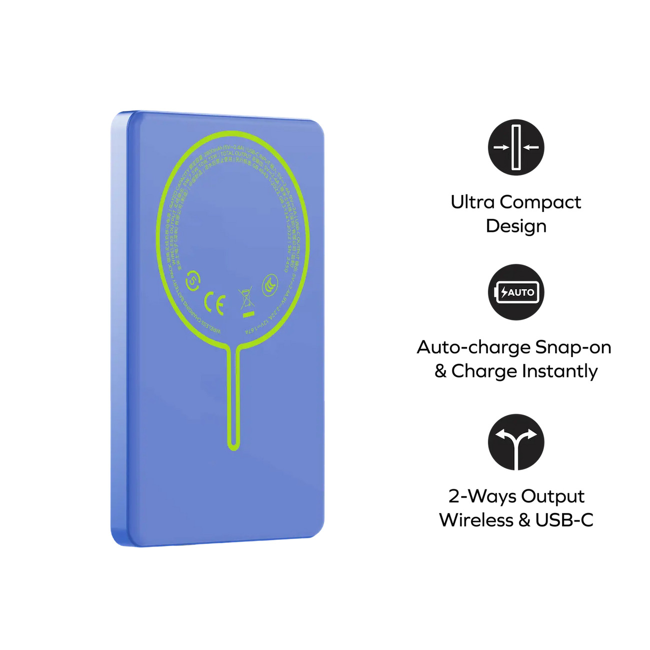 1-Power Pass 5000mAh Magnetic wireless charging battery pack