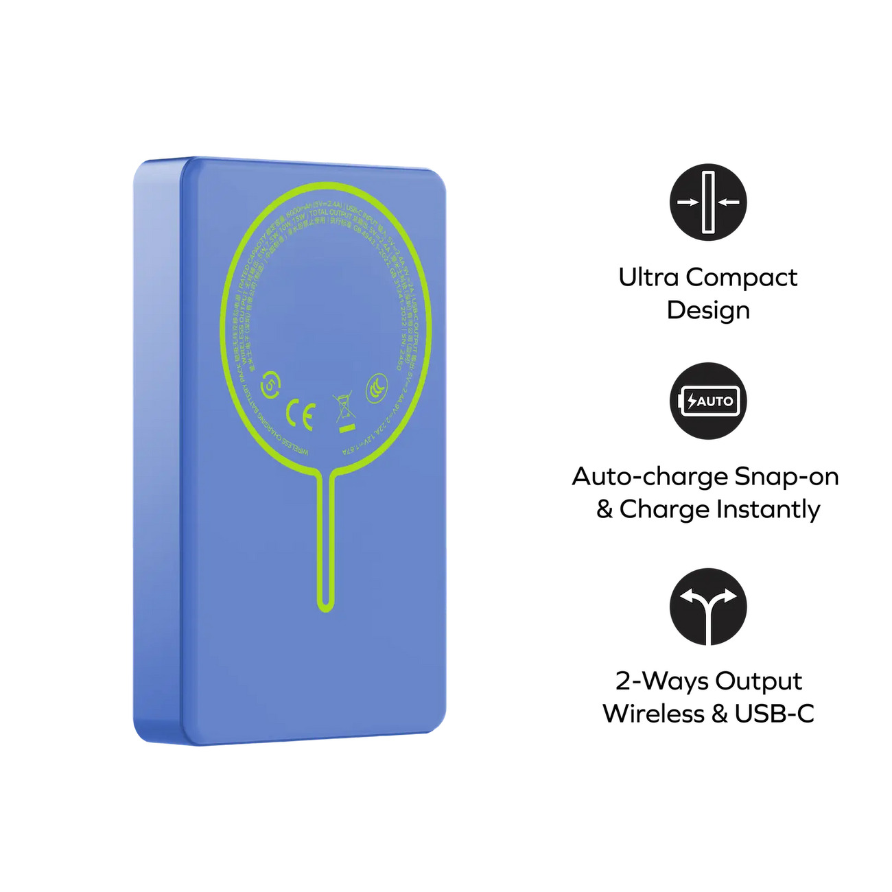 1-Power Pass Magnetic Wireless Power Bank 10000mAh