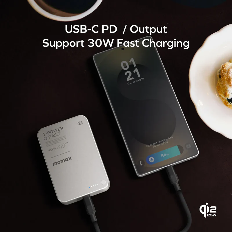 1-Power Q.Pass² 10000mAh Qi2 25W Magnetic Wireless Battery Pack