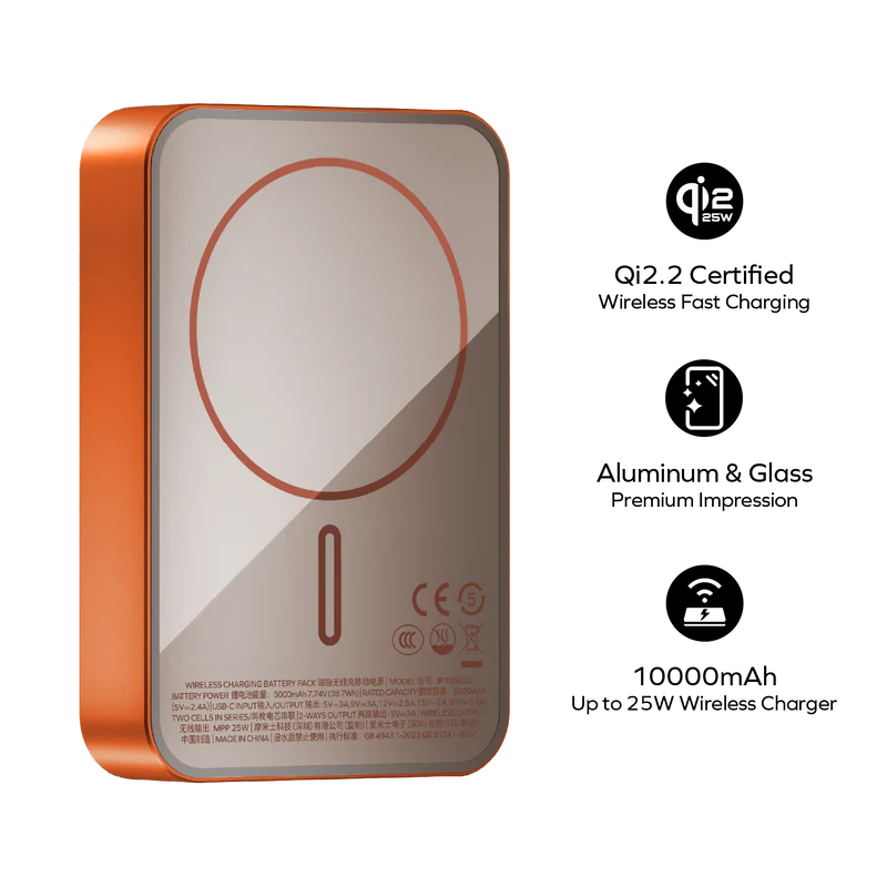 1-Power Q.Pass² 10000mAh Qi2 25W Magnetic Wireless Battery Pack