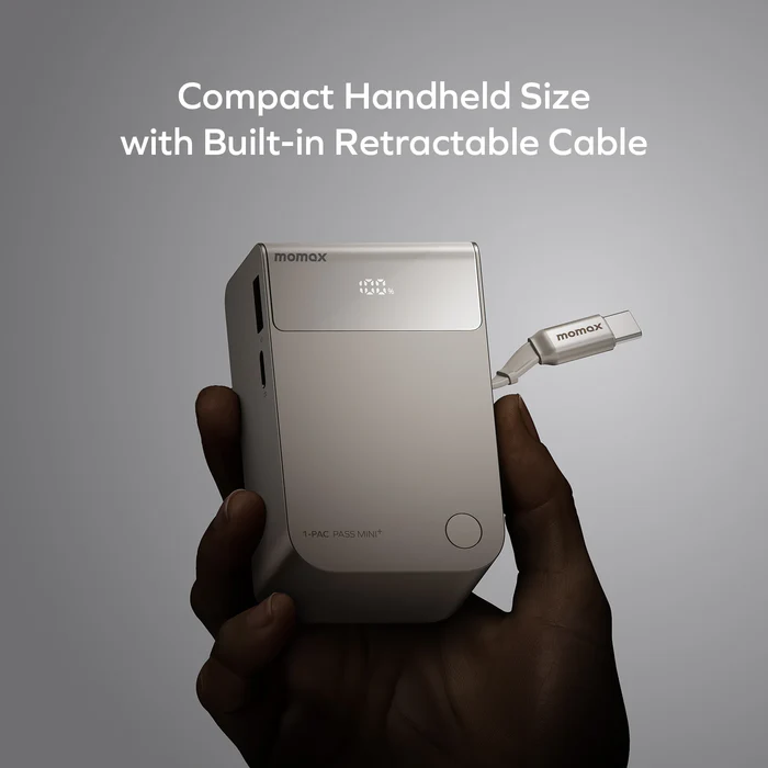 1-Pac Pass Mini⁺ 10000mAh 2in1 Battery Pack with Built-in Retractable Cable Sale price