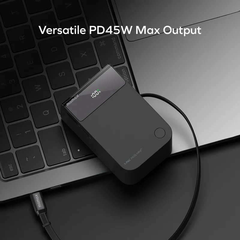 1-Pac Pass Mini⁺ 10000mAh 2in1 Battery Pack with Built-in Retractable Cable