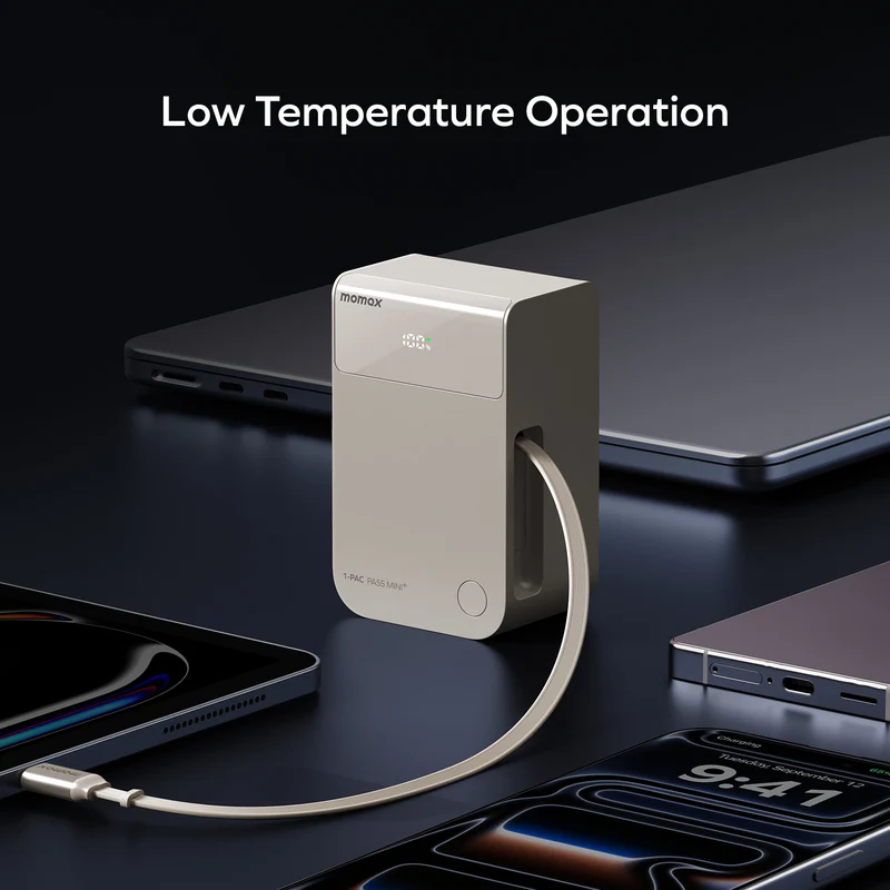 1-Pac Pass Mini⁺ 10000mAh 2in1 Battery Pack with Built-in Retractable Cable