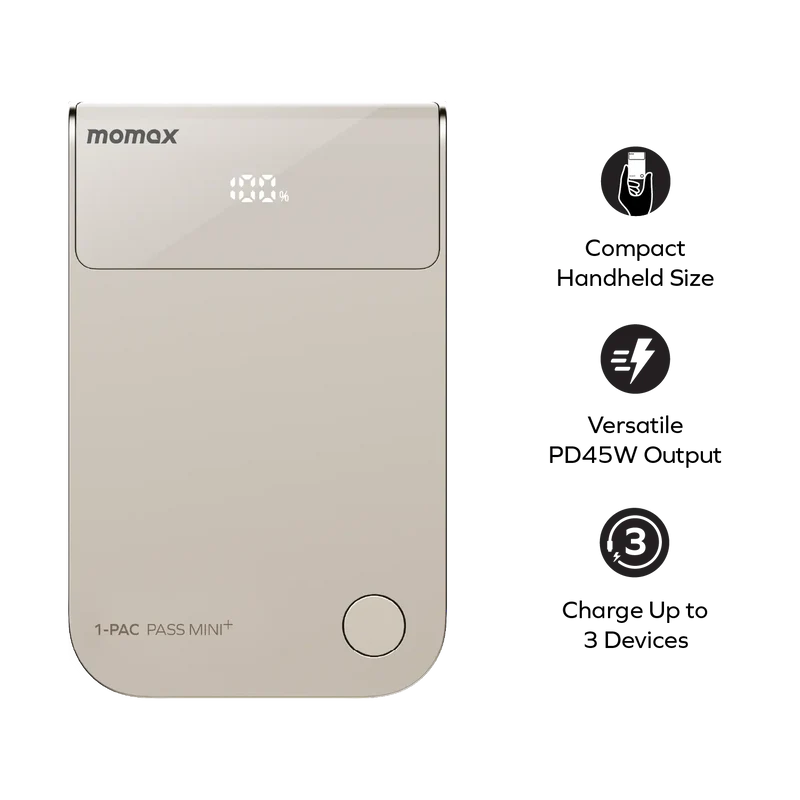 1-Pac Pass Mini⁺ 10000mAh 2in1 Battery Pack with Built-in Retractable Cable