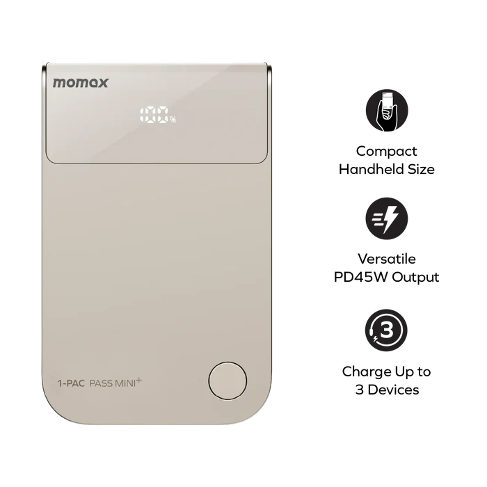 1-Pac Pass Mini⁺ 10000mAh 2in1 Battery Pack with Built-in Retractable Cable Sale price