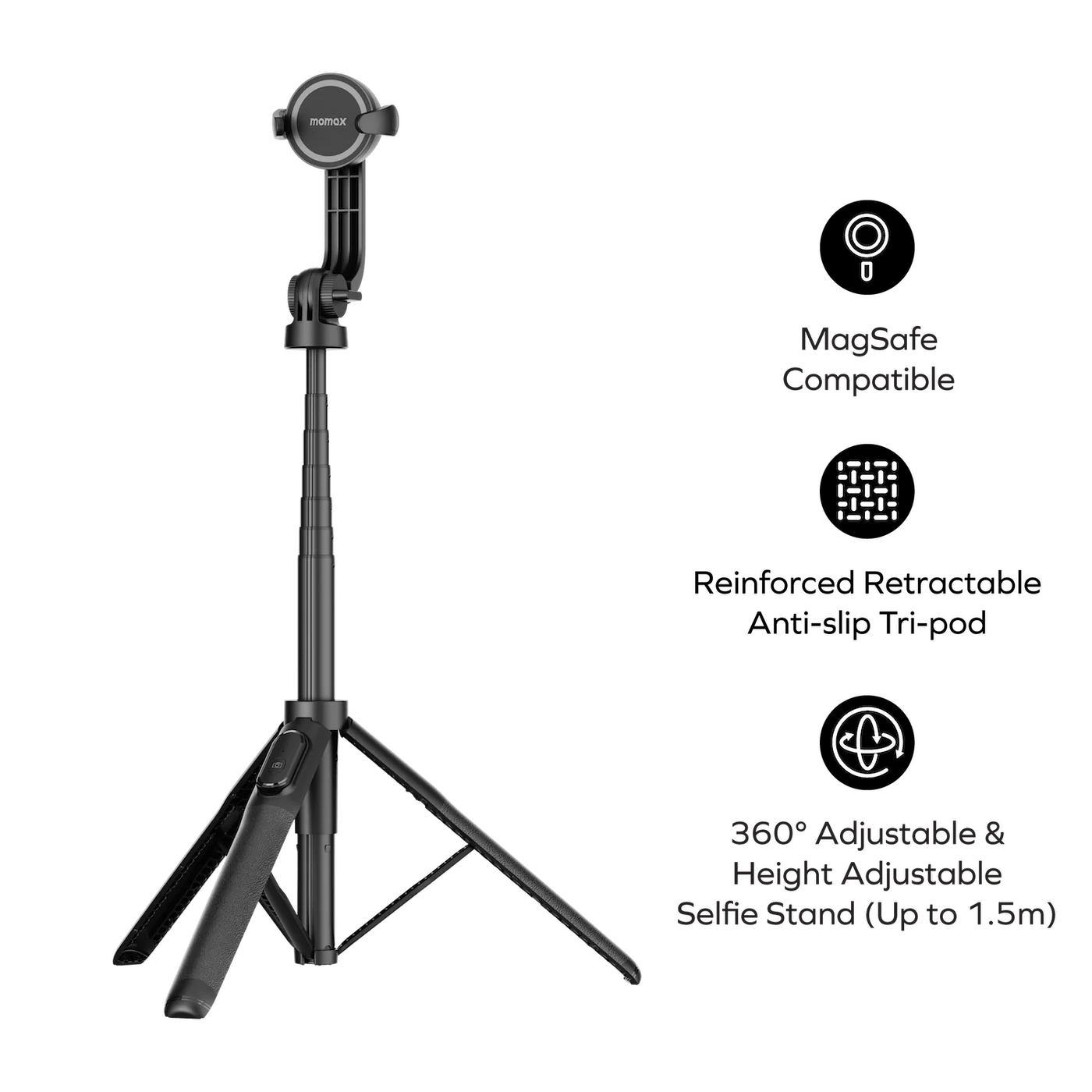 1-Snap Pole Magnetic Tripod Selfie Stick with Wireless Remote