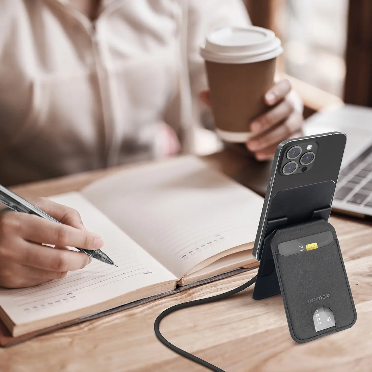 1-Wallet Magnetic Card Holder with Adjustable Stand