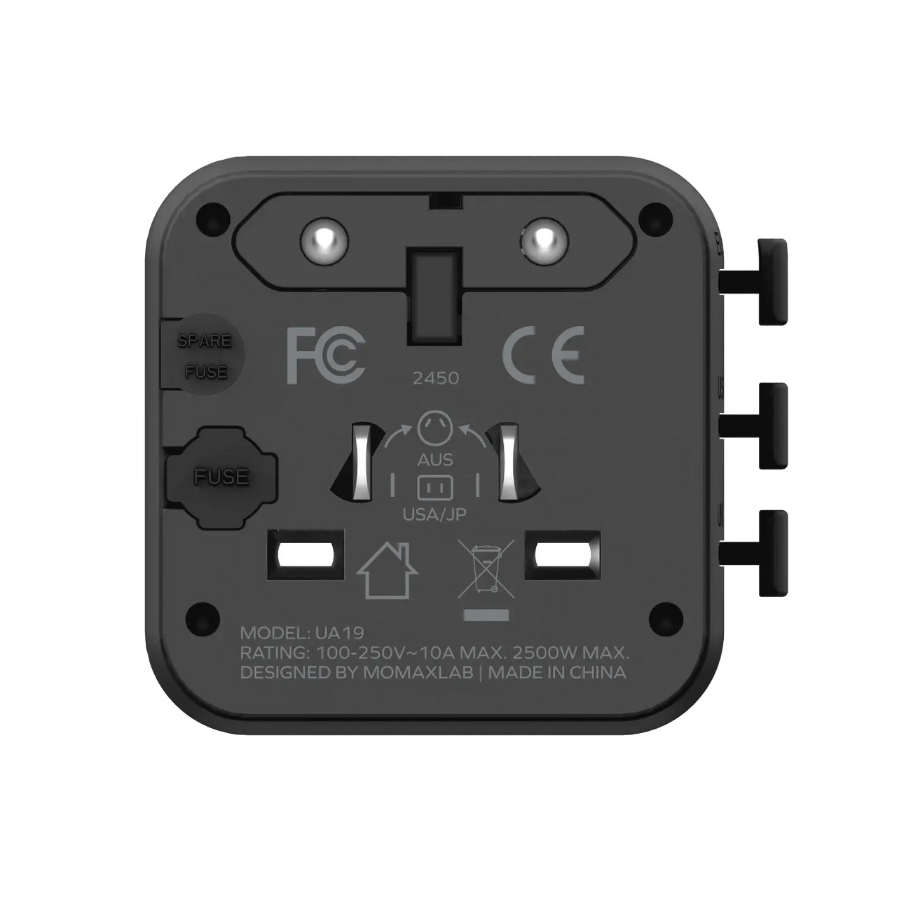 1-World Universal Travel Charger with Dual AC