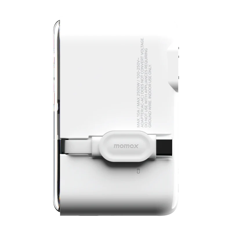 1-World+ Flow 35W 4-Port w/ Built-in USB-C Cable + AC Travel Adaptor