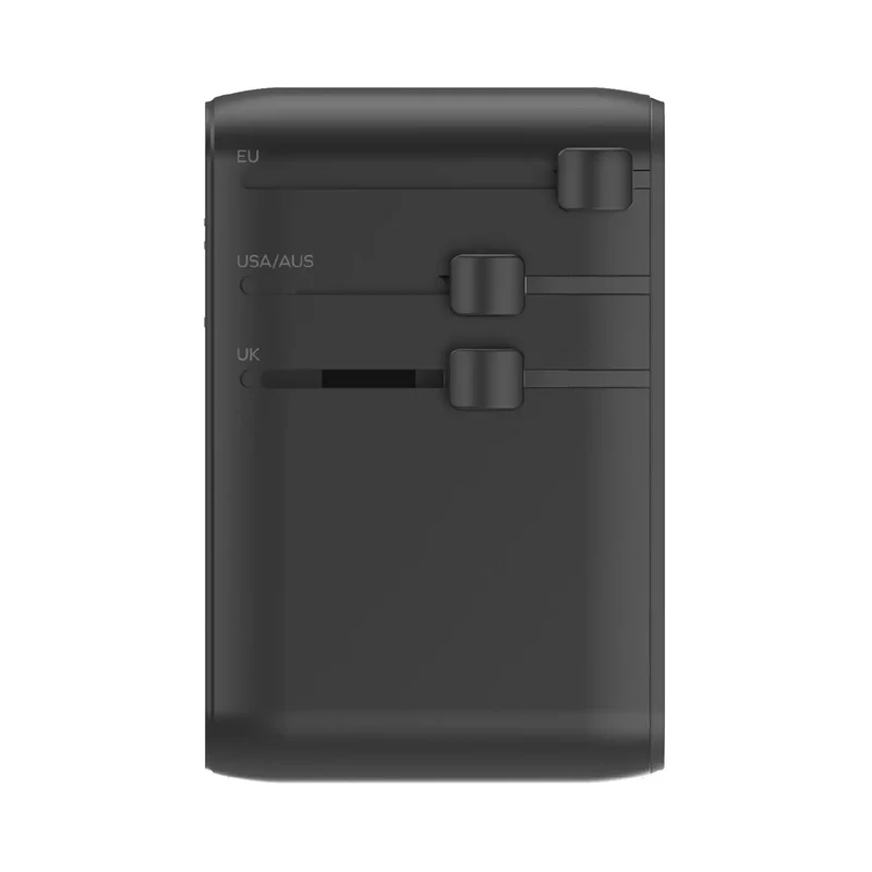 1-World²⁺ 70W 3-Port Dual AC Travel Adapter with Built-In Retractable Cable