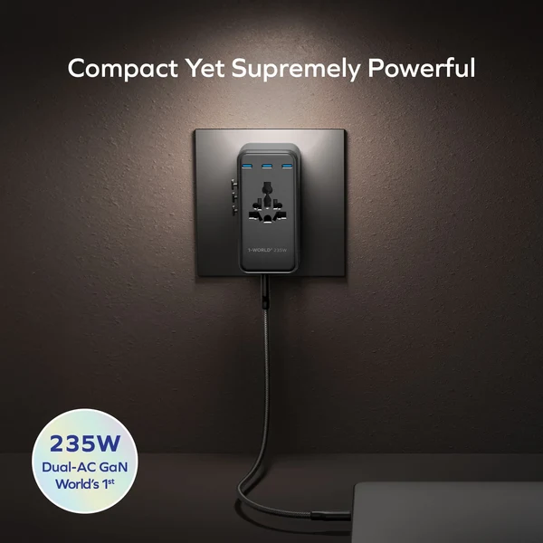 1-World² Dreamer 235 7-Port Dual AC Travel Adapter