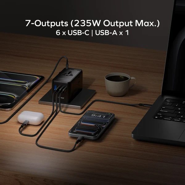 1-World² Dreamer 235 7-Port Dual AC Travel Adapter