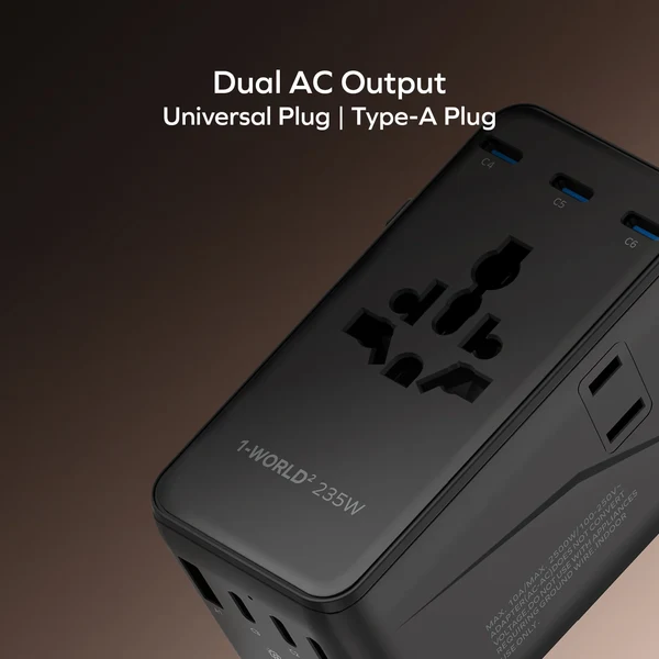 1-World² Dreamer 235 7-Port Dual AC Travel Adapter