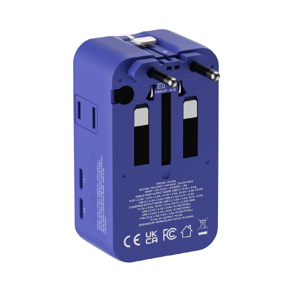 1-World² Pocket 70W 4-Port Dual AC Travel Adapter