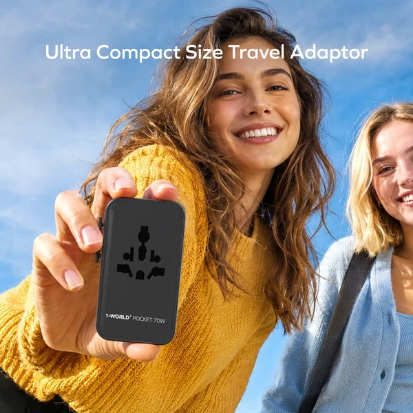 1-World² Pocket 70W 4-Port Dual AC Travel Adapter
