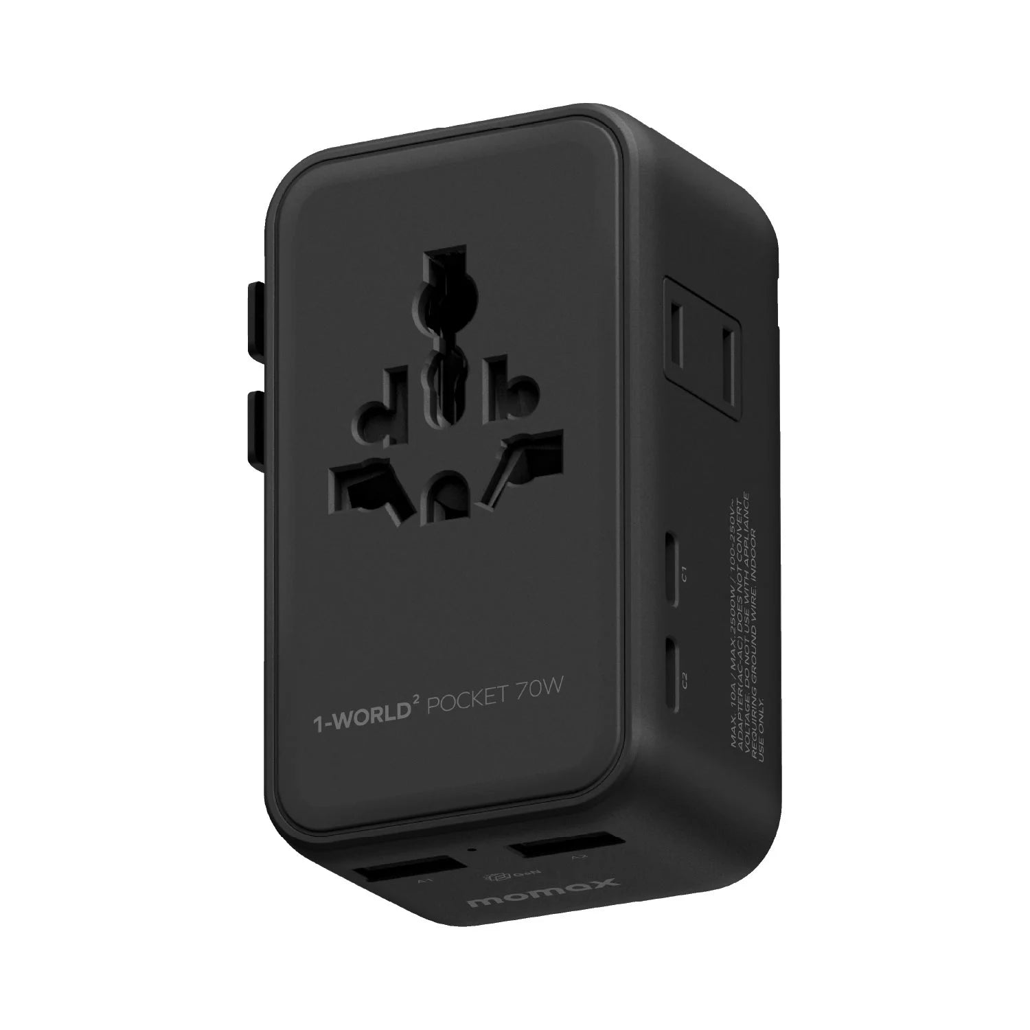 1-World² Pocket 70W 4-Port Dual AC Travel Adapter
