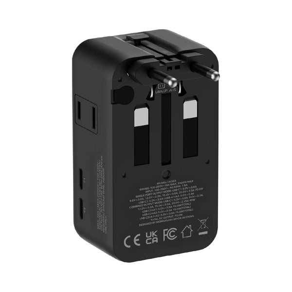1-World² Pocket 70W 4-Port Dual AC Travel Adapter