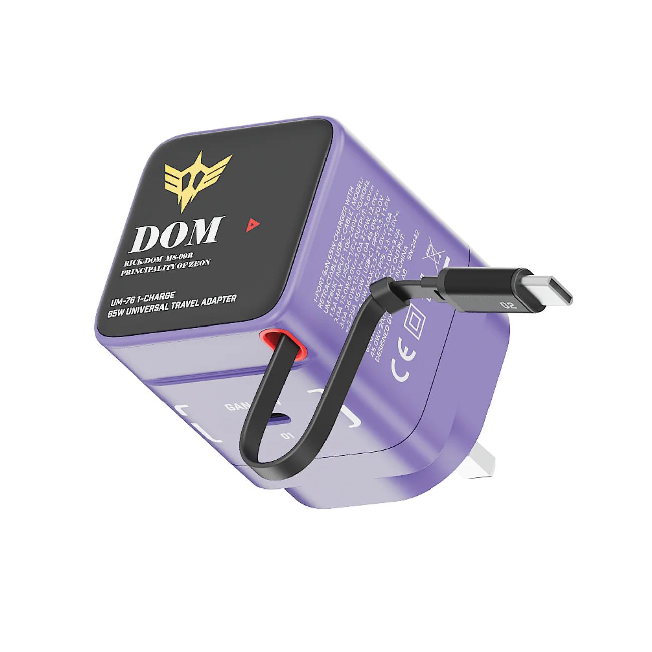 1-Charge+ 1-Port GaN Charger With Built-In USB-C Cable 65W - Limited Edition