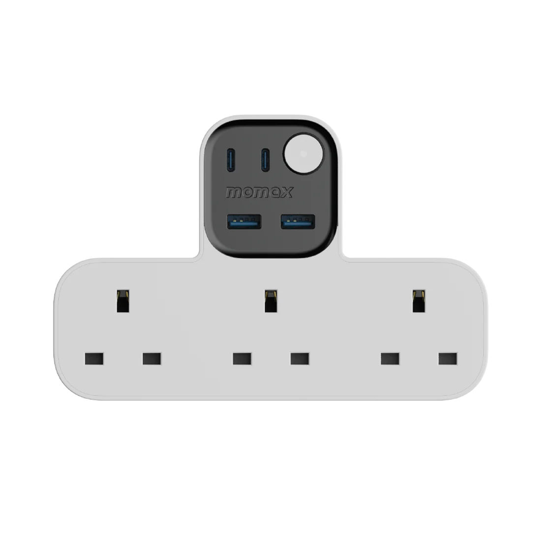 1-Charge Work Flow T-Shaped Extension Cord With 3 Sockets, 2 USB-A and 2 USB-C Ports