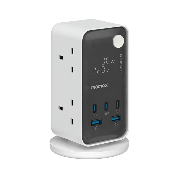 1-Charge Work Flow 6-Outlet GaN Power Tower 35W with USB Ports