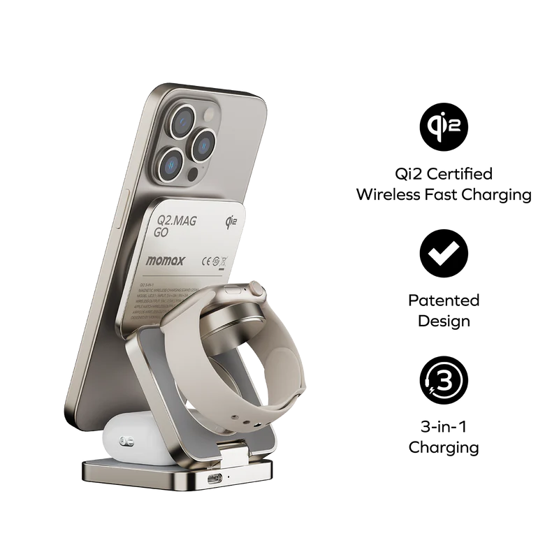 Q2.Mag Go Qi2 3-in-1 Magnetic Wireless Charging Stand