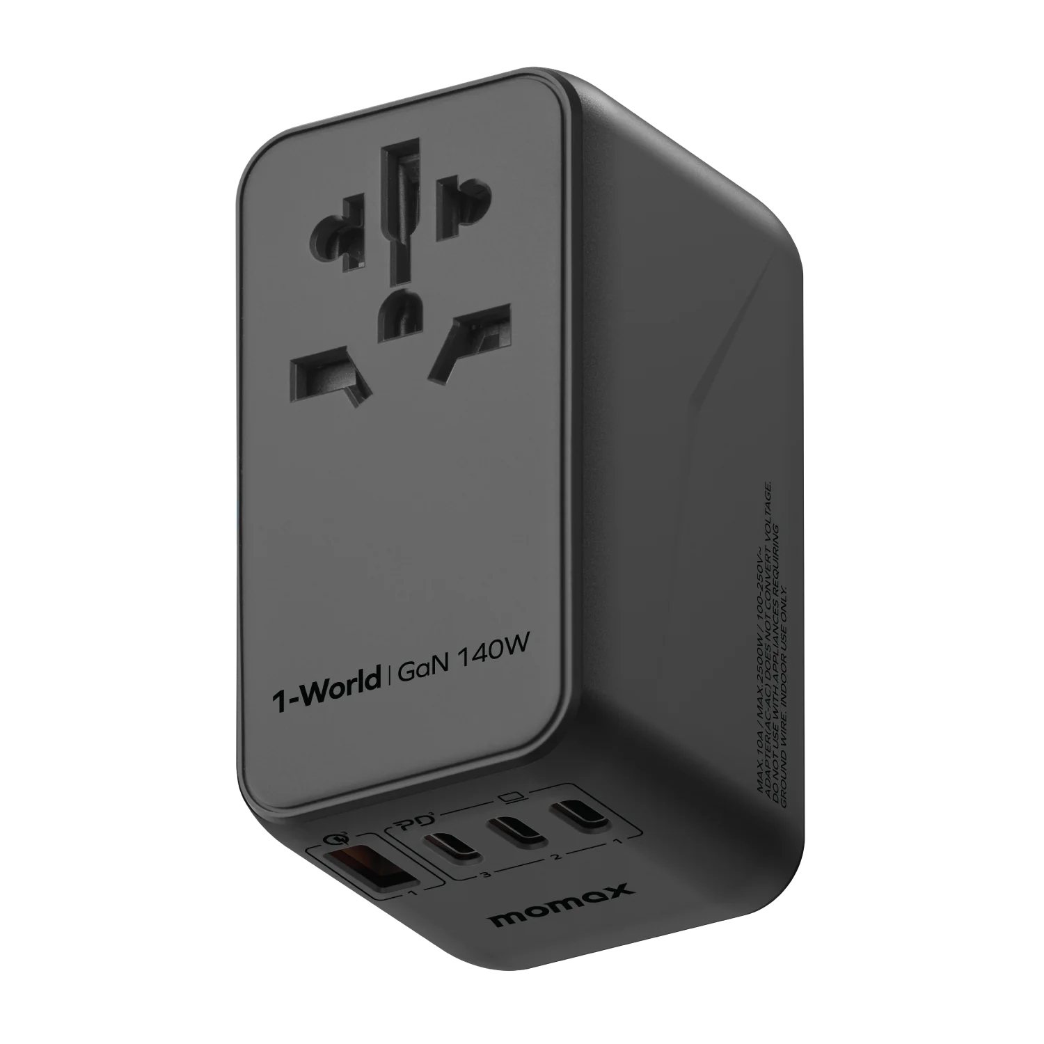 1-World 140W 4-Port + AC Travel Adaptor, with 140W USB-C cable