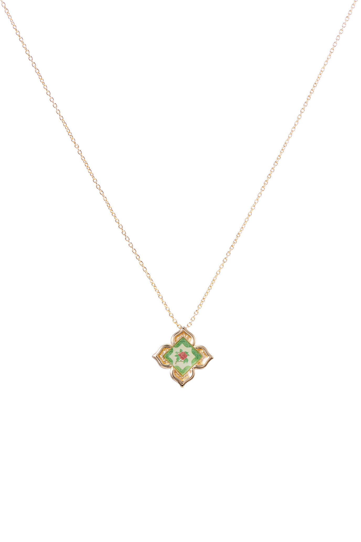 Peranakan Floral Pendant- Emerald
