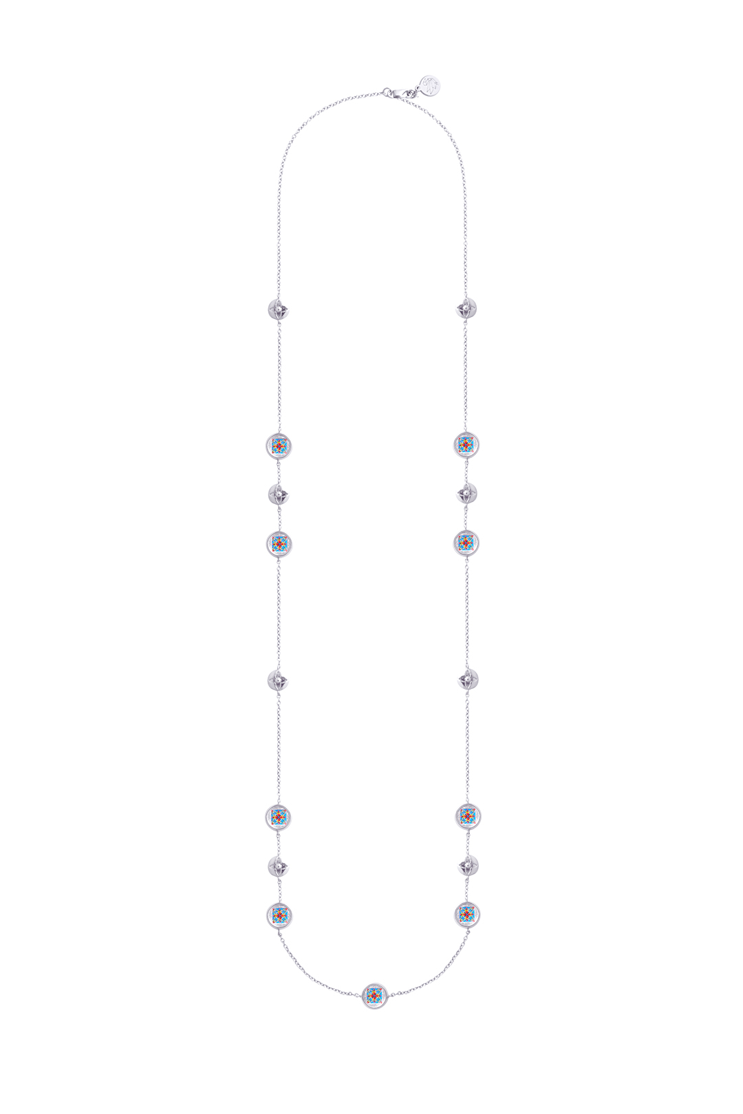 Reversible Italian Medallion Long Necklace - Blue