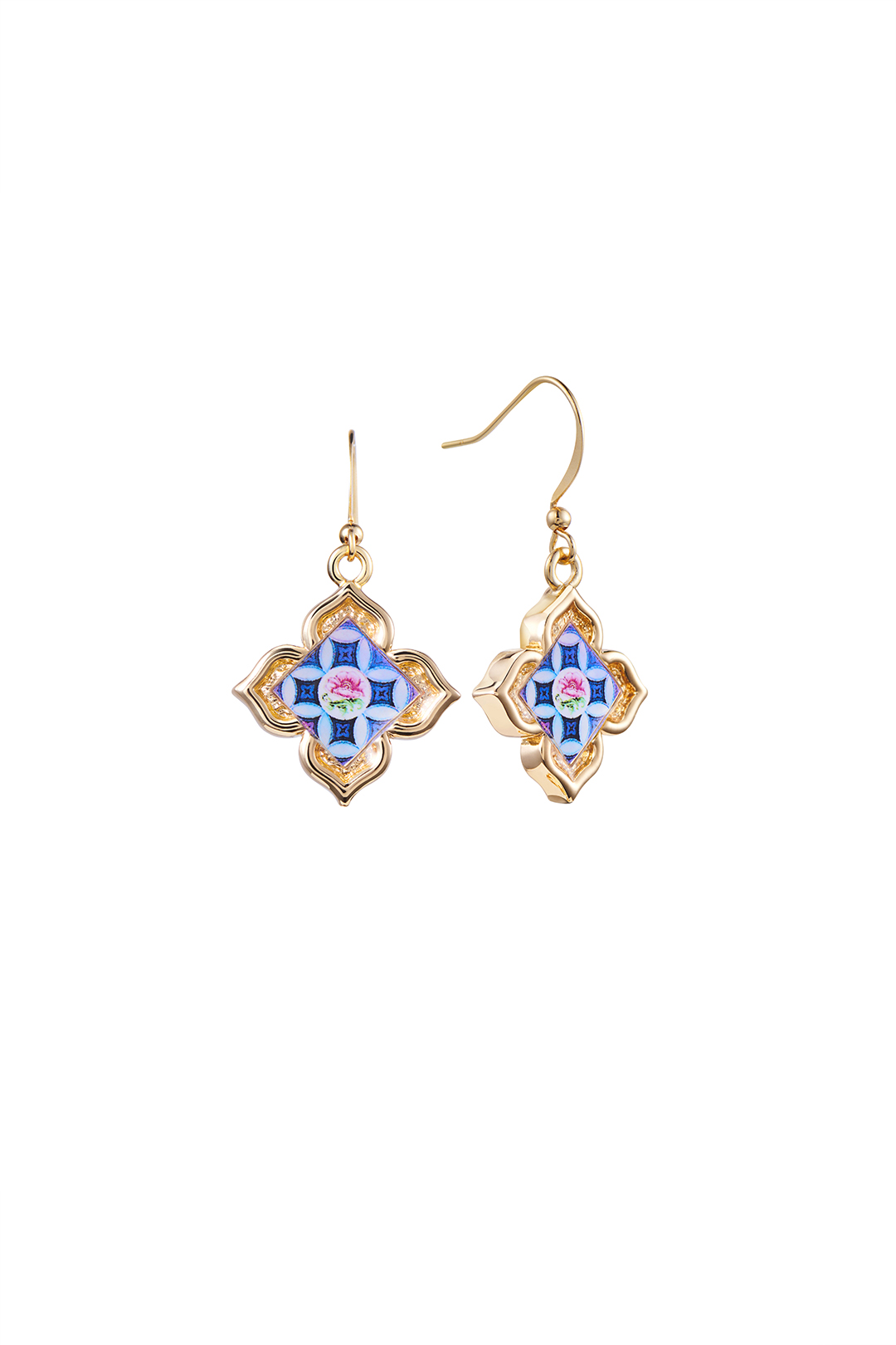 Peranakan Floral Drop Earrings - Violet