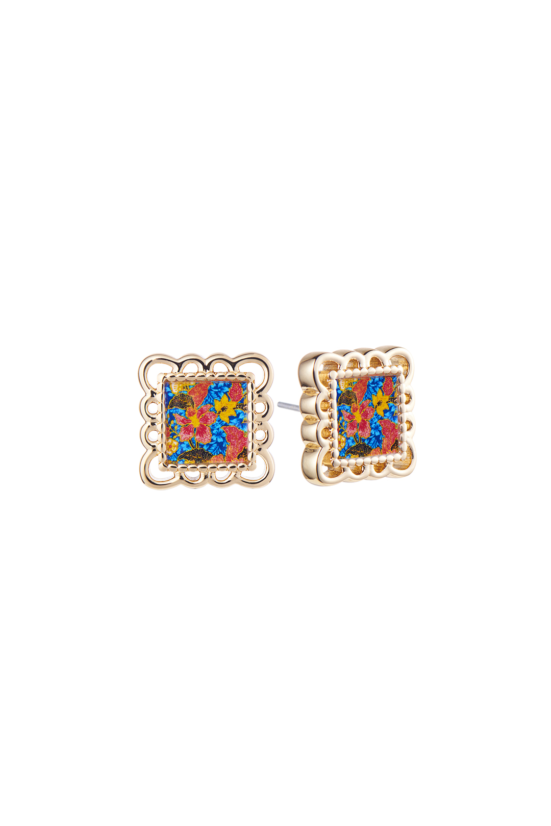 Batik Floral Stud - Blue