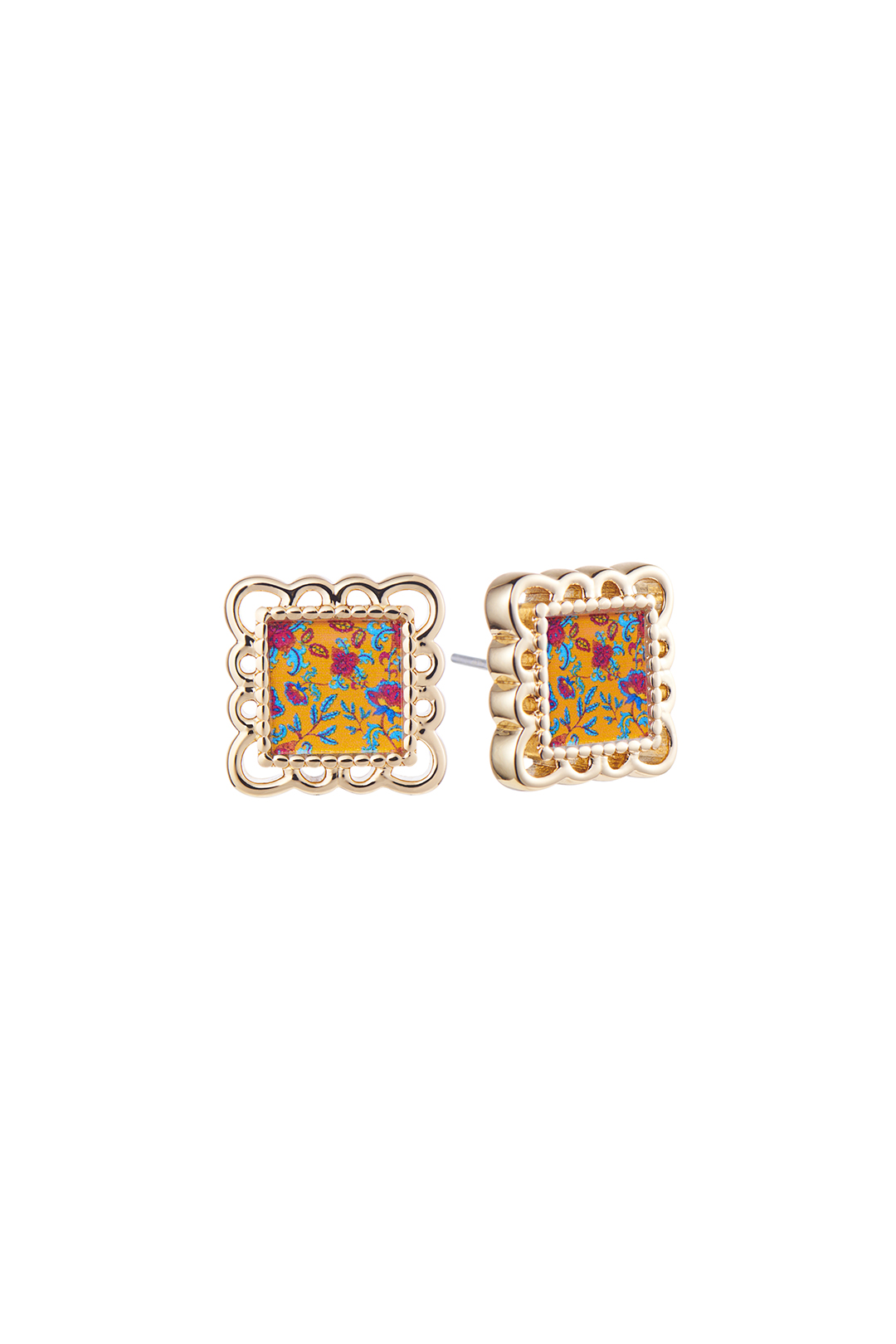 Batik Floral Stud - Yellow