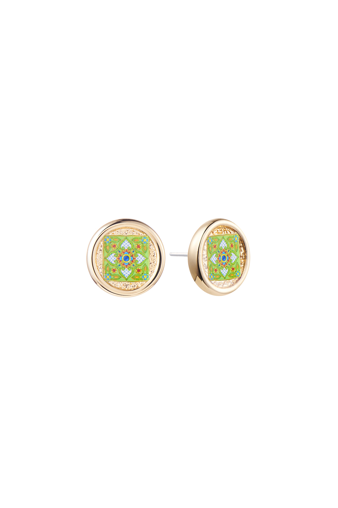 Italian Medallion Stud - Green