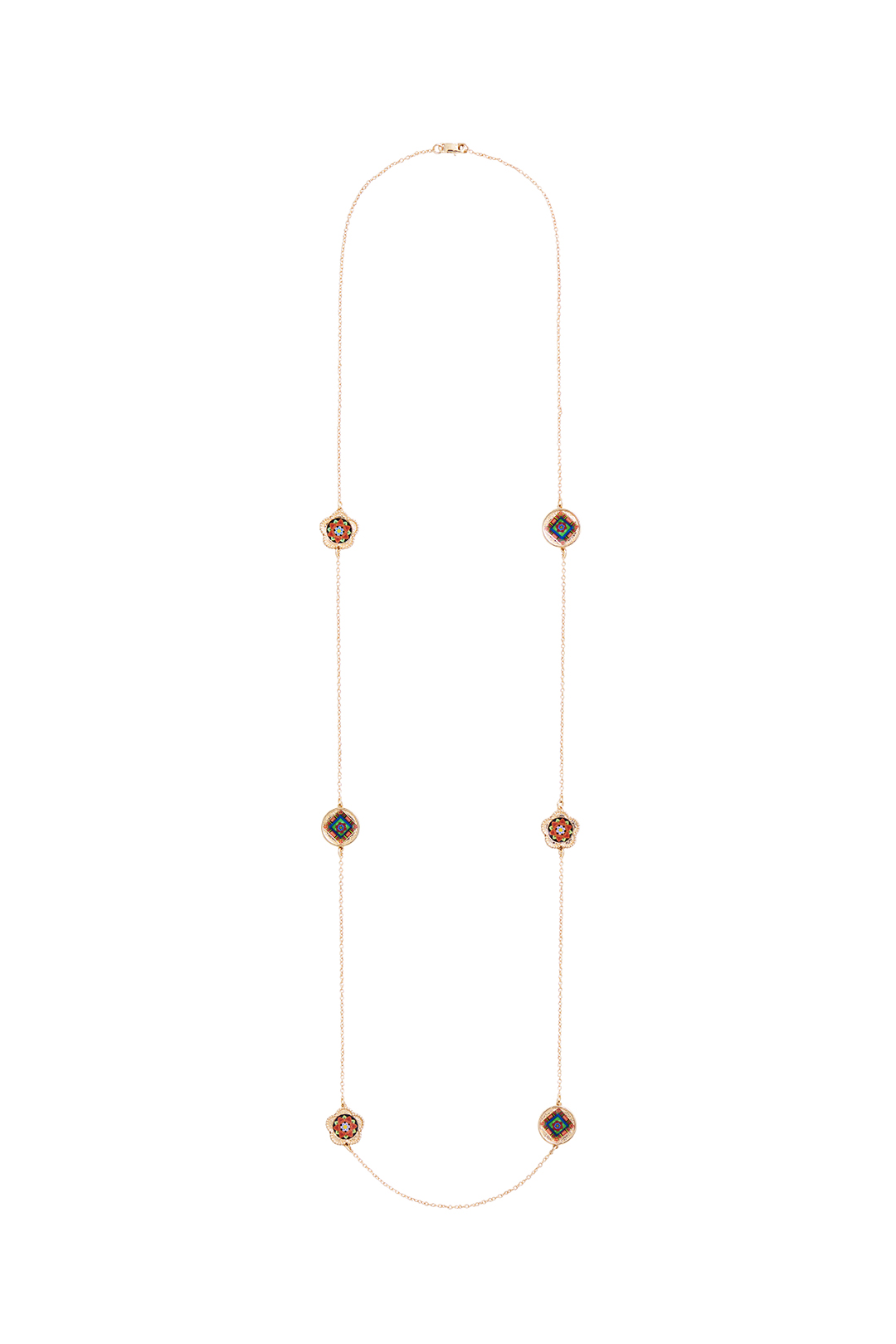 Korean Dancheong Floral Long Necklace