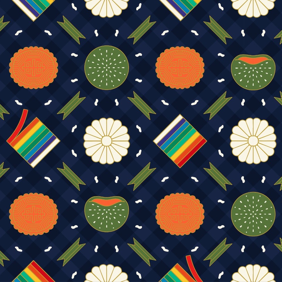 Kueh Kueh Scarf - Navy