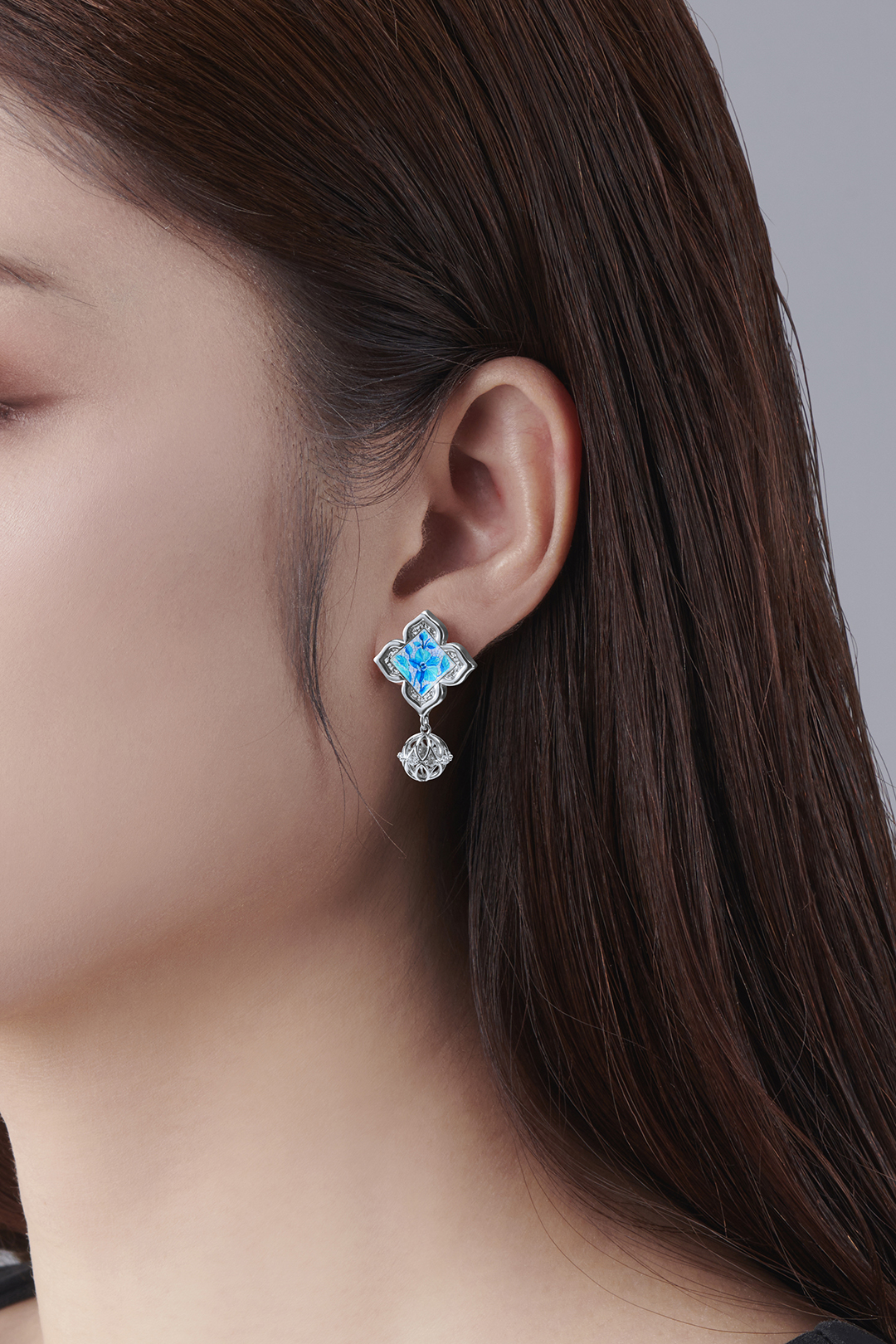 Orchid Floral Dangle - Blue