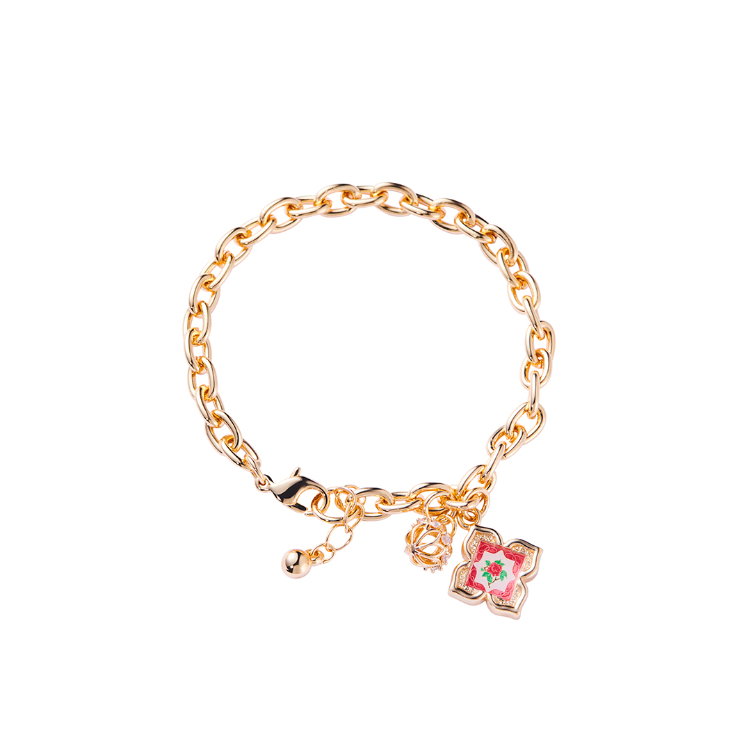 Peranakan Floral Bracelet - Rosy Pink (Reversible pendant)
