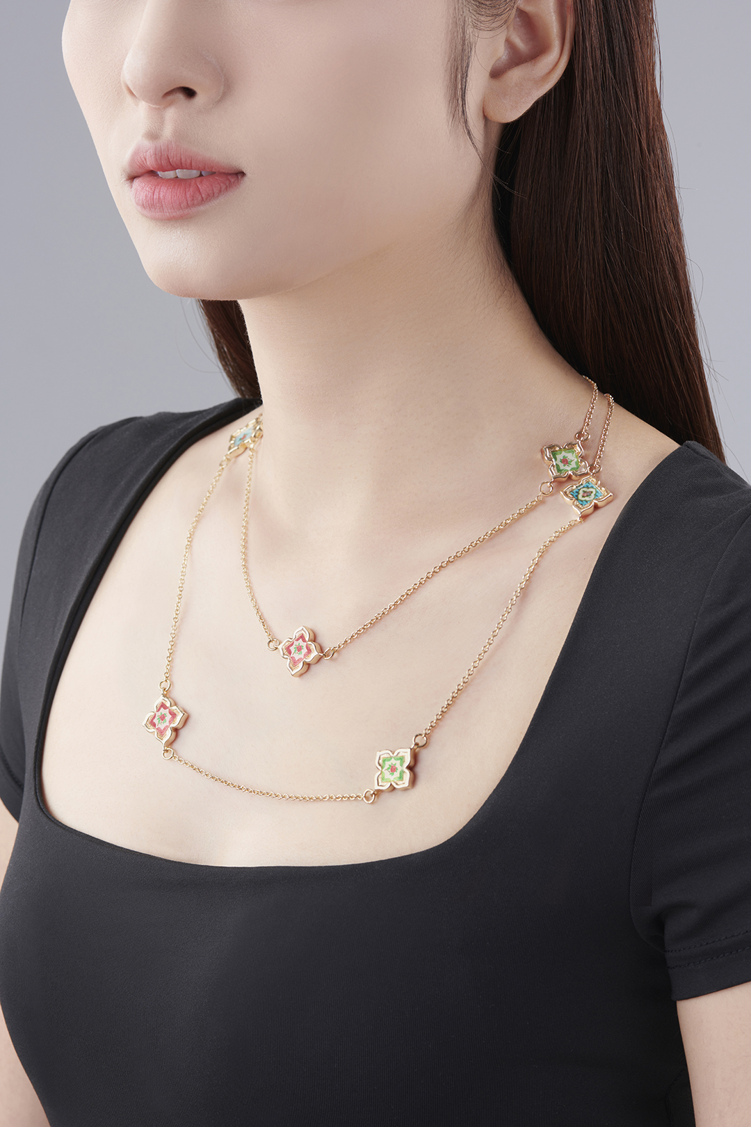 Peranakan Floral Long Necklace