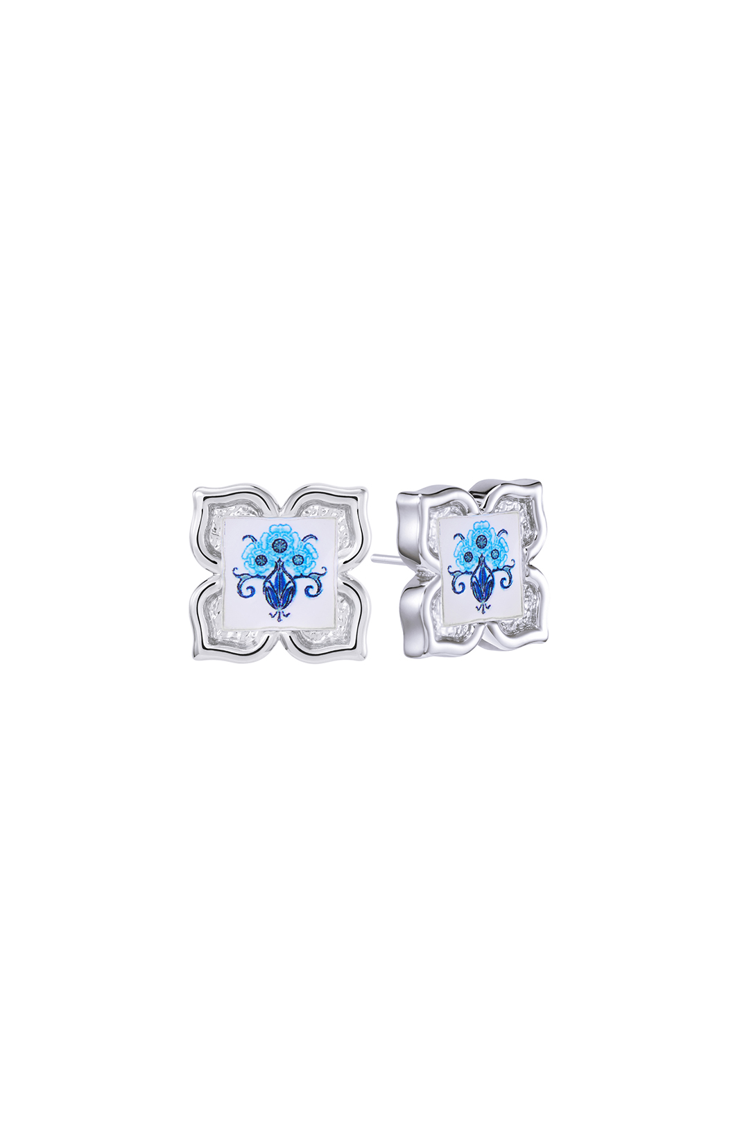 Peranakan Floral Stud - Blue Vase