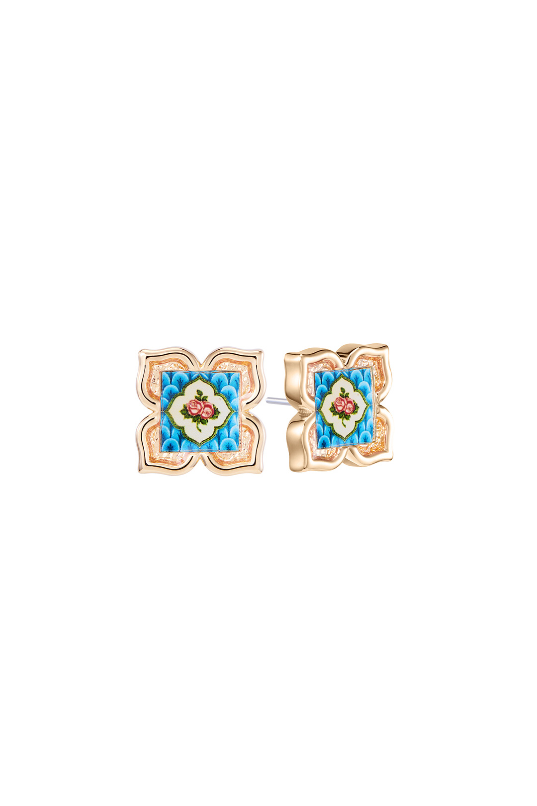 Peranakan Floral Stud - Blue