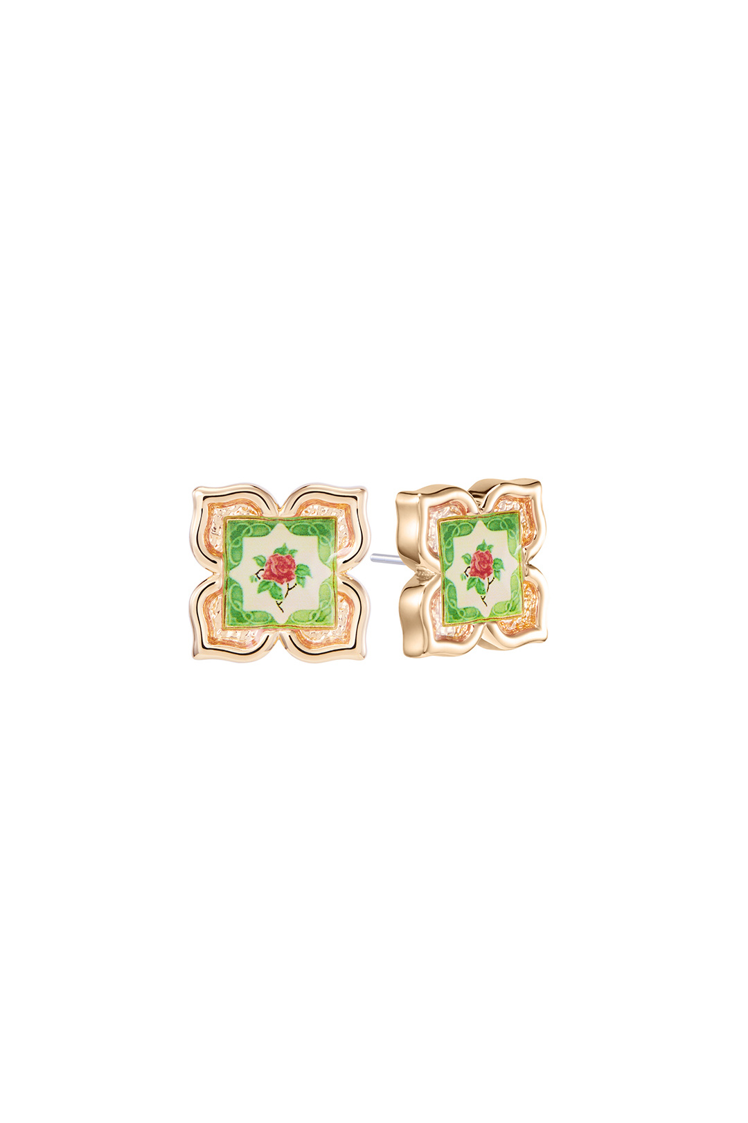 Peranakan Floral Stud - Emerald
