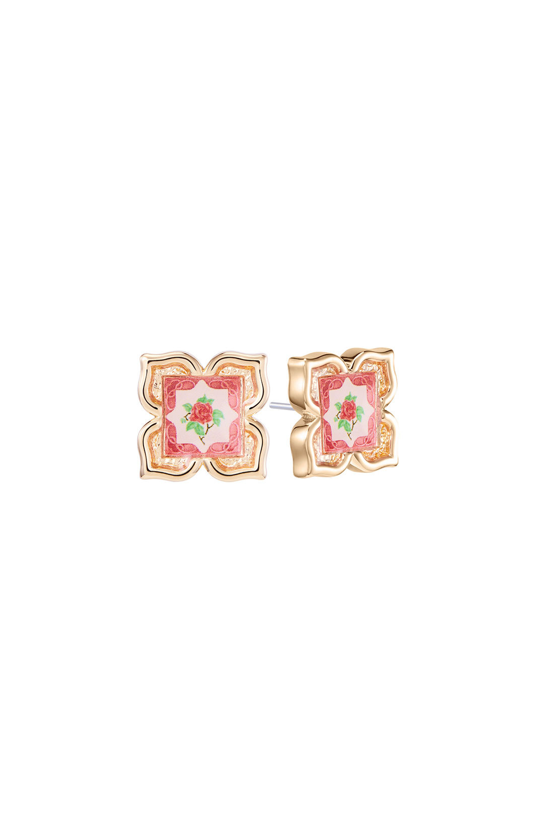 Peranakan Floral Stud - Rosy Pink