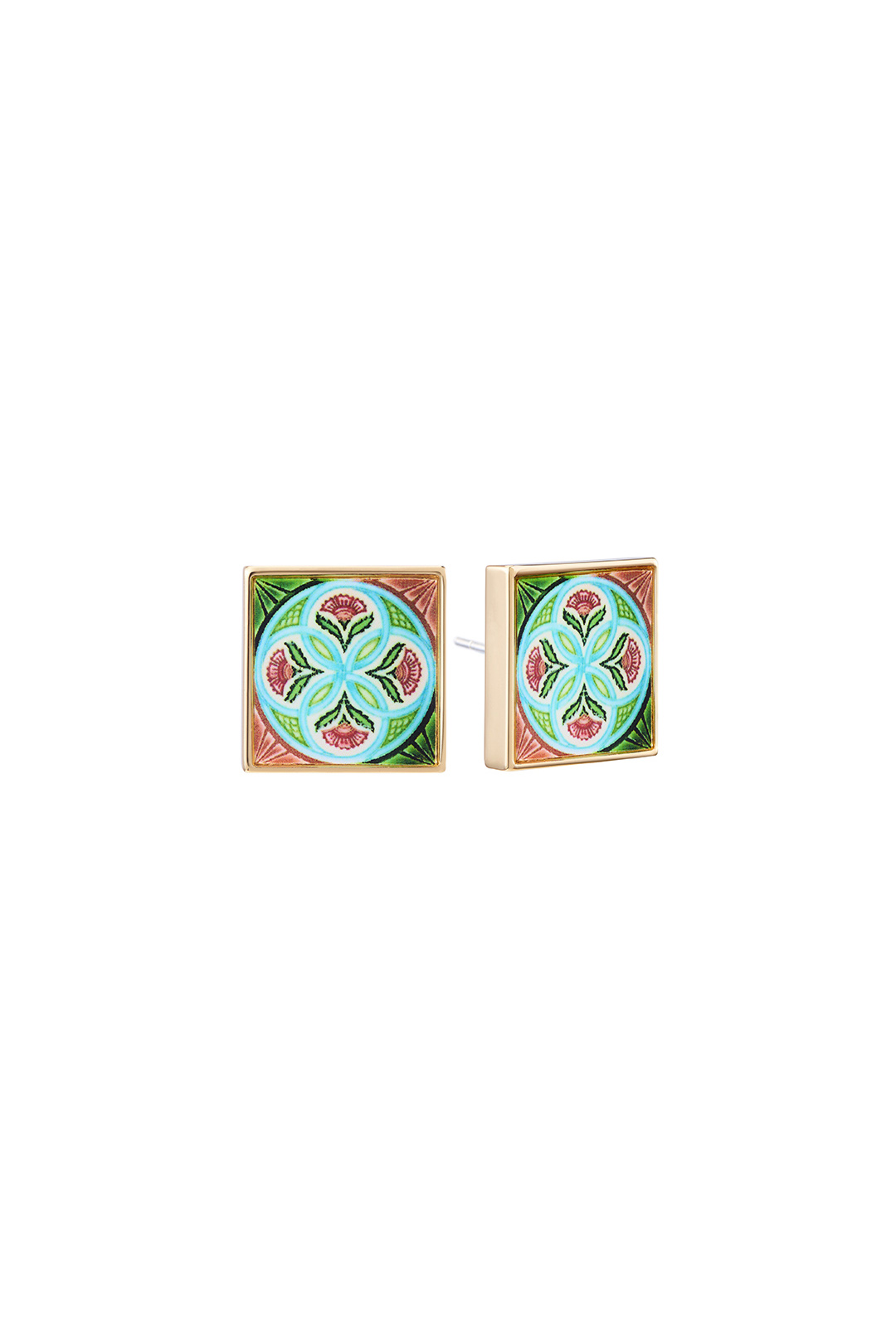 Peranakan Tile Stud - 4 Carnations