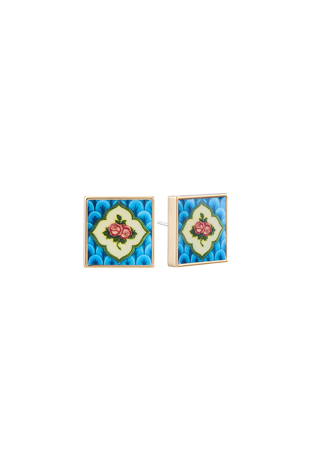 Peranakan Tile Stud - Blue