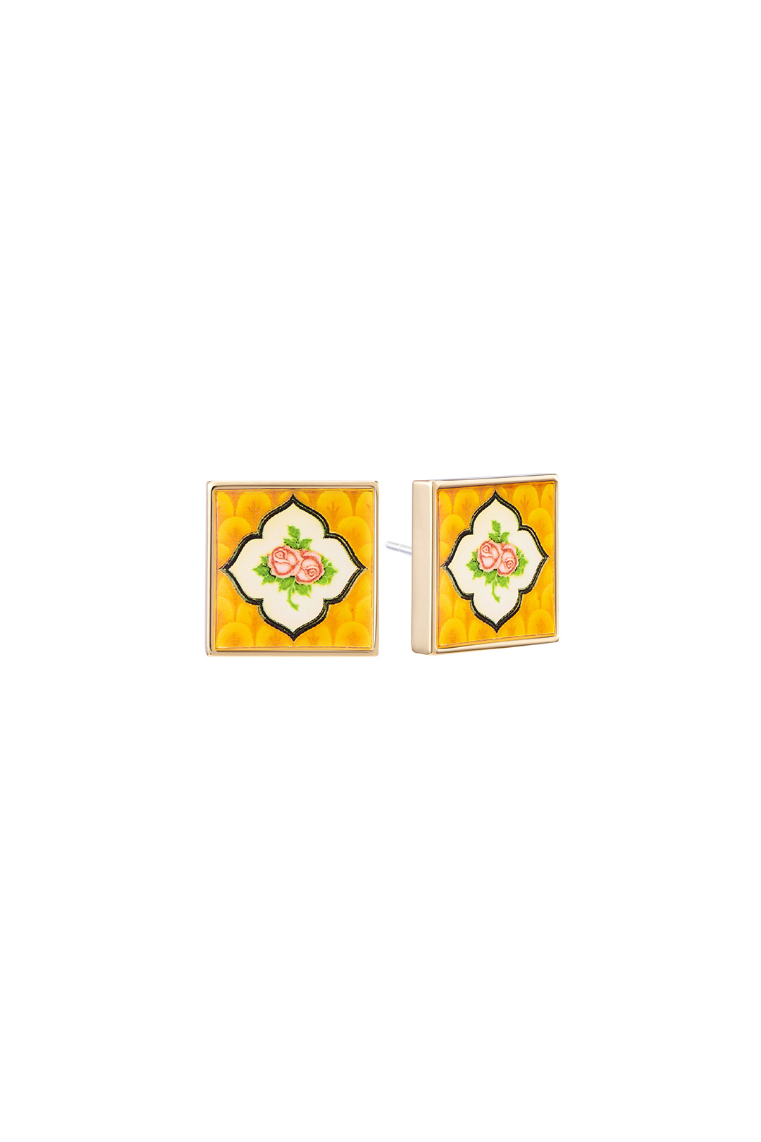 Peranakan Tile Stud - Dark Yellow