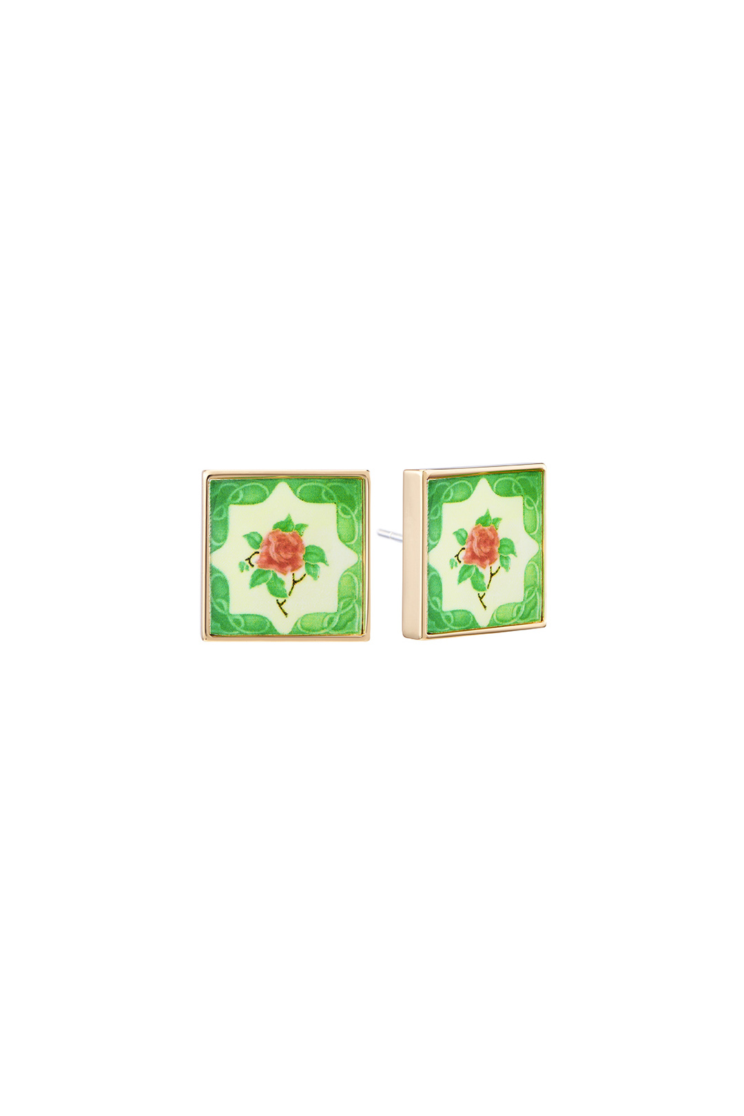 Peranakan Tile Stud - Emerald